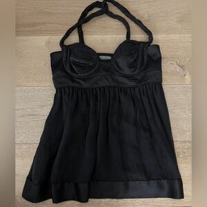 Proenza Schouler Black Silk Satin Tank Corset